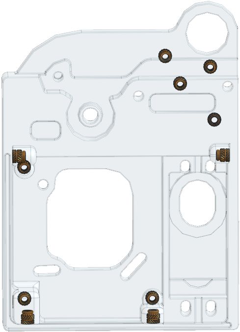 M3 heat-set inserts installed in the servo/extruder holder