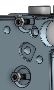 M3 nuts placed loosely on threaded rods for servo and stepper plate alignment
